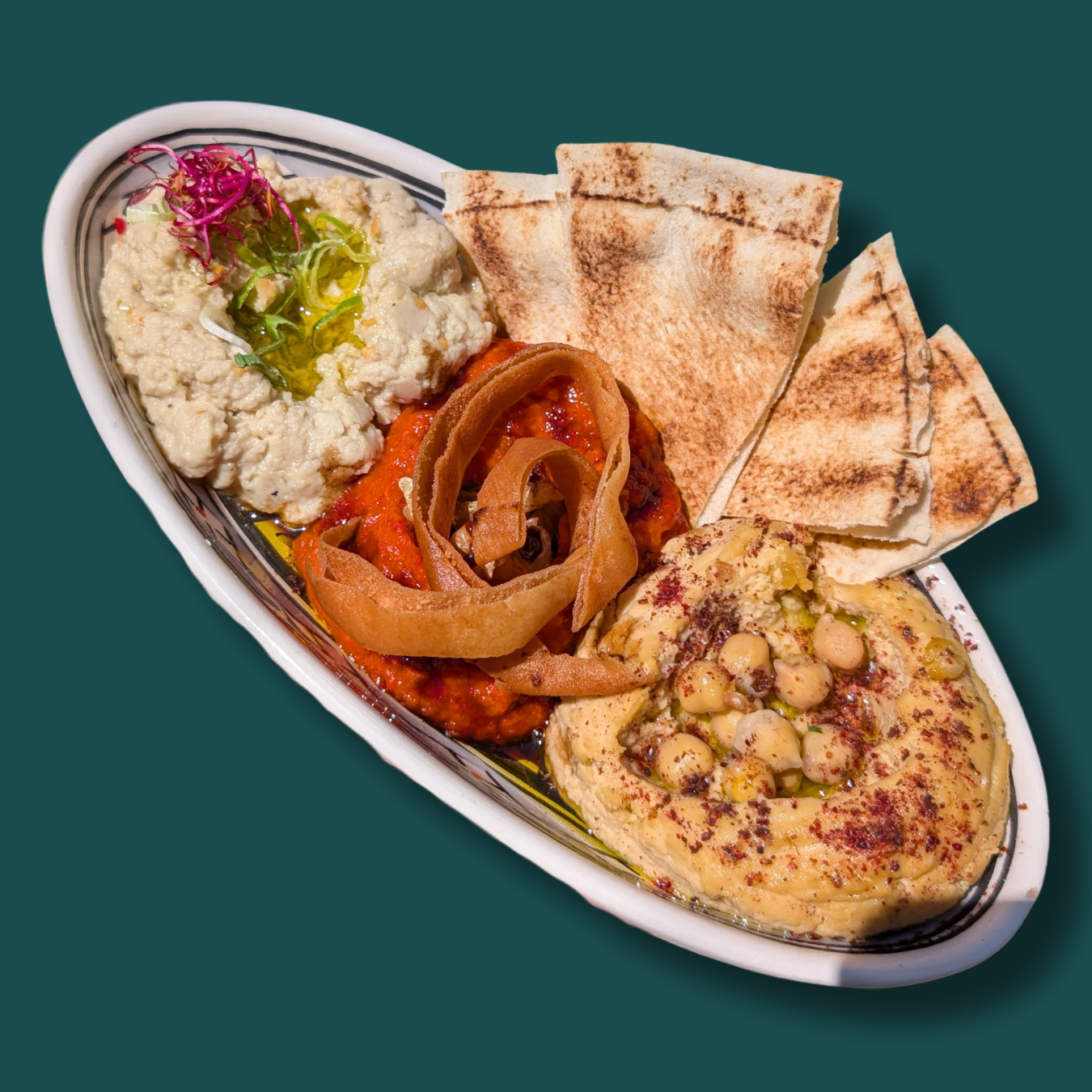Trio Houmous — houmous, mutabel et muhamara — L'Épicerie Libanaise Villefranche-sur-Saône
